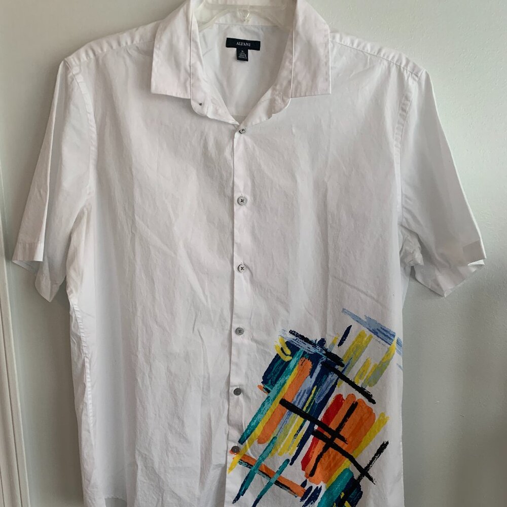 Alfani Mens Shirts  Color White Size XL Material 100% Cotton